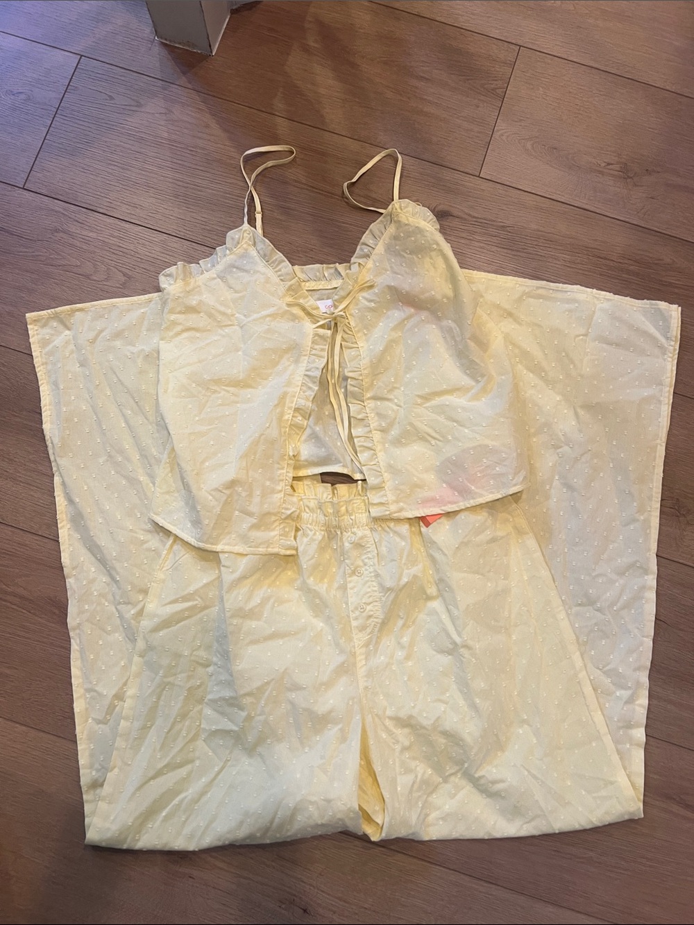 Colsie Pale Yellow Dot Camisole & Shorts Pajama Set